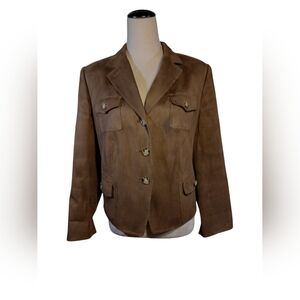 Talbots Brown Suedecloth Blazer Petite 12W